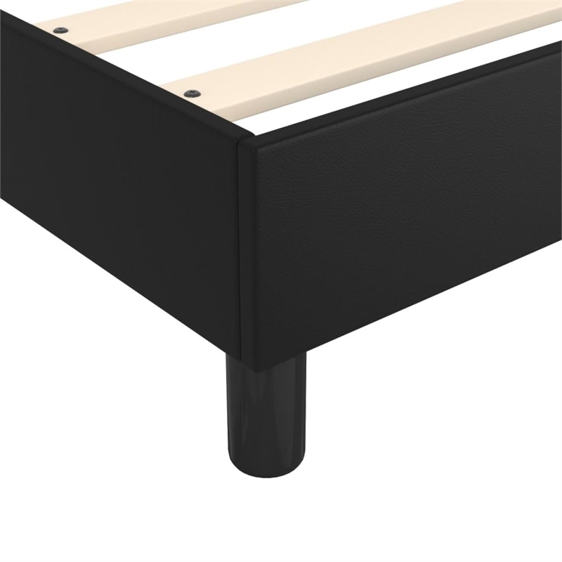 Bowery Hill Full/Double Faux Leather Plywood Bed Frame in Black