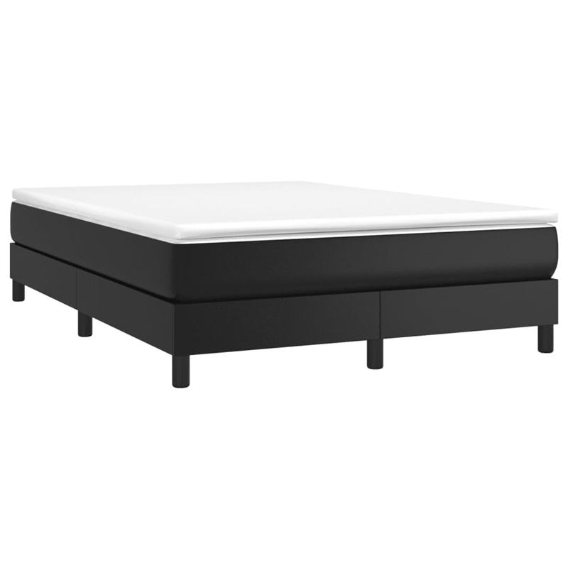 Bowery Hill Full/Double Faux Leather Plywood Bed Frame in Black
