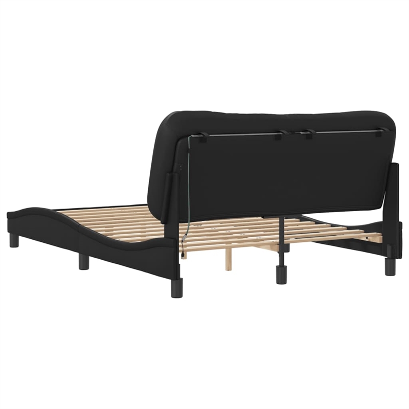 Bowery Hill Engineered Wood Faux Leather Full Bed Frame in Black