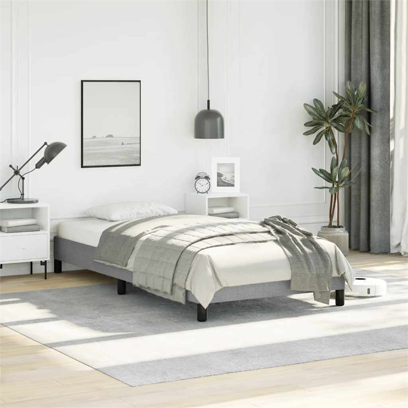 Bowery Hill Contemporary Twin XL Engineered Wood Bed Frame in Light Grey