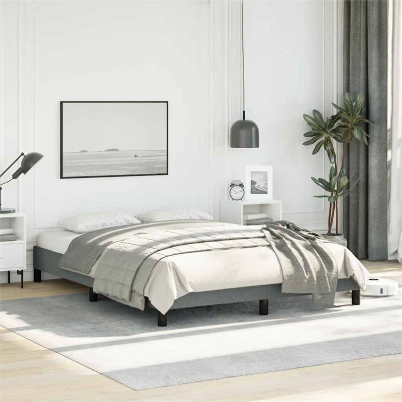 Bowery Hill Contemporary Engineered Wood Full Bed Frame in Dark Gray