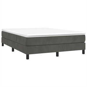Bowery Hill Contemporary Engineered Wood Velvet Bed Frame in Dark Grey