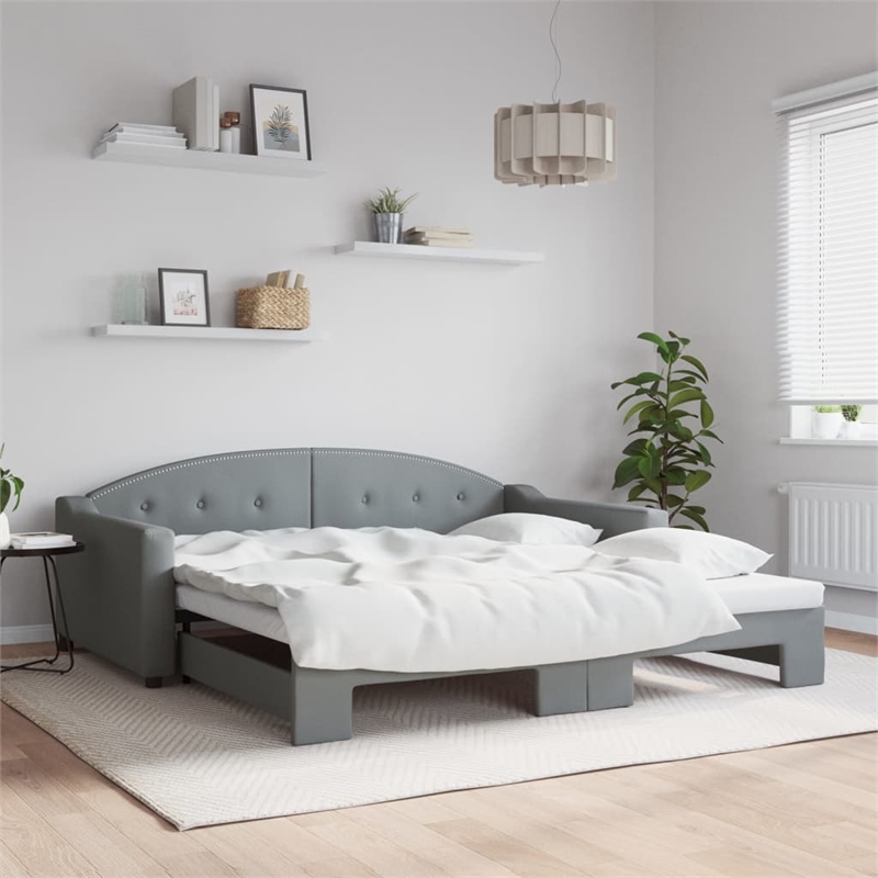 Bowery Hill Rectangular Daybed With Extendable Trundle in Dray Gray