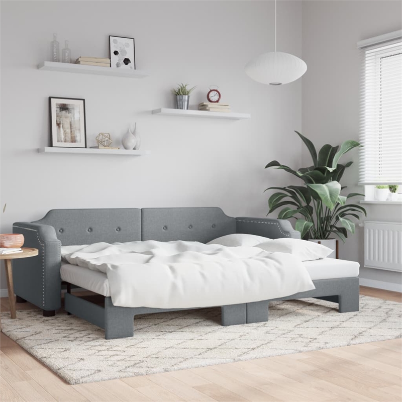 Bowery Hill Contemporary Daybed With Trundle in Light Grey Finish