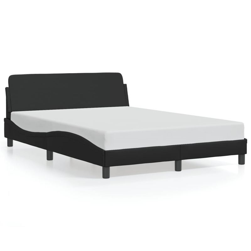 Bowery Hill Full XL/Double Faux Leather Plywood Bed Frame in Black