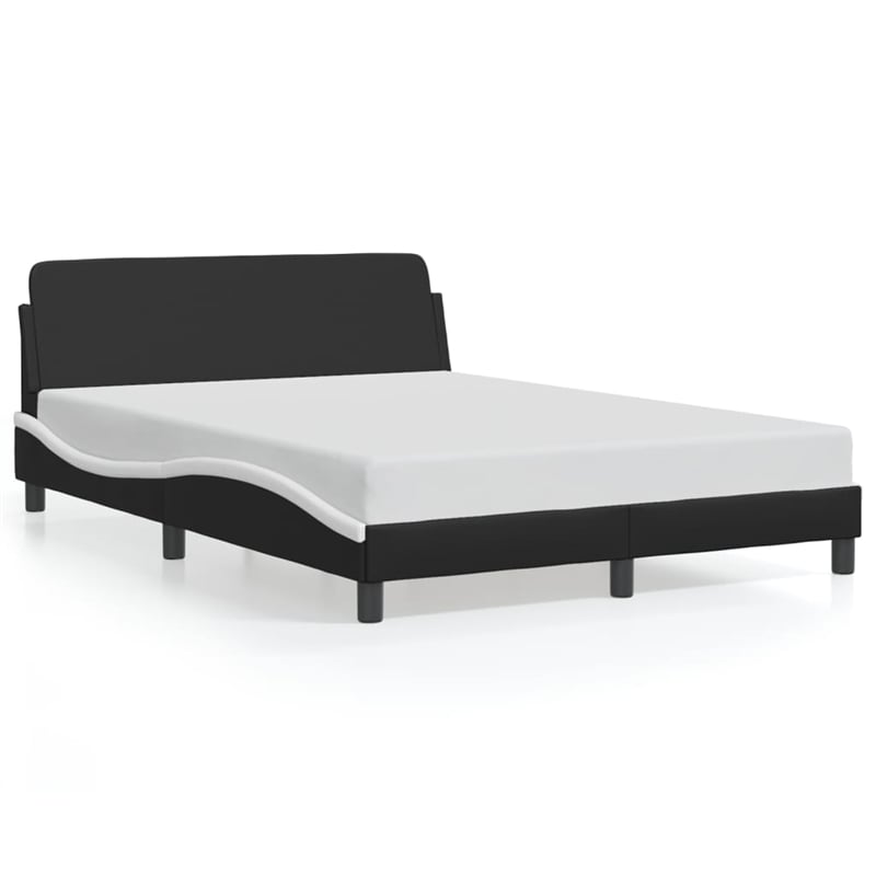 Bowery Hill Contemporary Faux Leather Bed Frame in Black and White