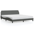 Bowery Hill Contemporary Engineered Wood Bed Queen Frame in Dark Gray