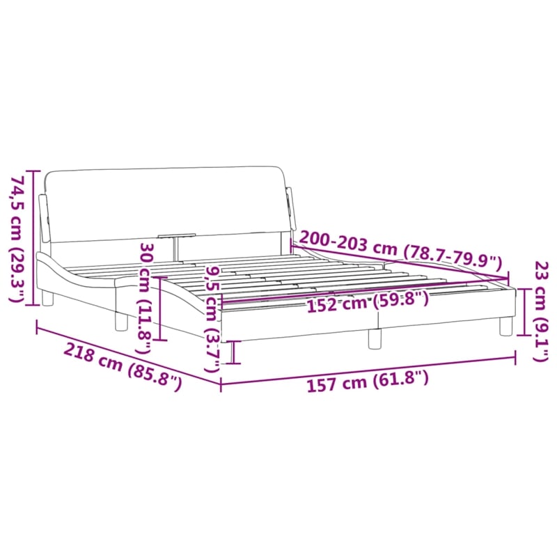 Bowery Hill Engineered Wood Velvet Queen Bed Frame in Dark Grey