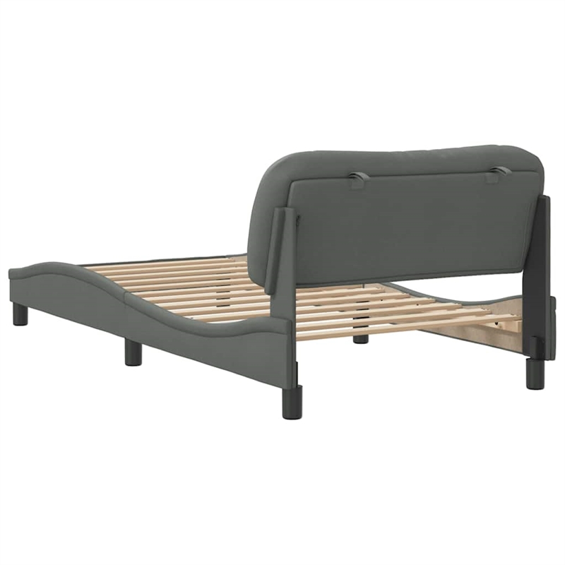 Bowery Hill Contemporary Twin Solid Pine Wood Bed Frame in Dark Grey