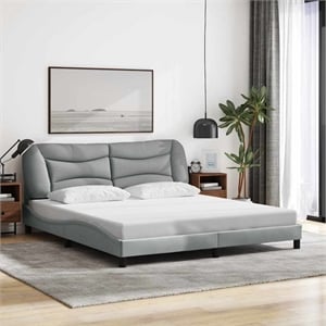 Bowery Hill Contemporary Rectangular King Bed Frame in Light Gray
