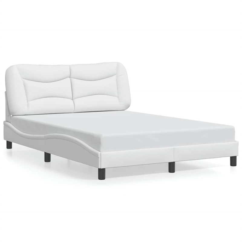 Bowery Hill Contemporary Faux Leather Full Bed Frame in White