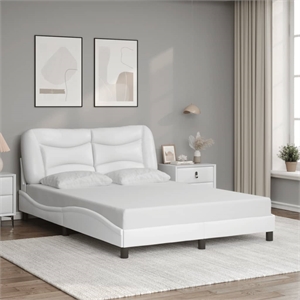 Bowery Hill Contemporary Faux Leather Full Bed Frame in White