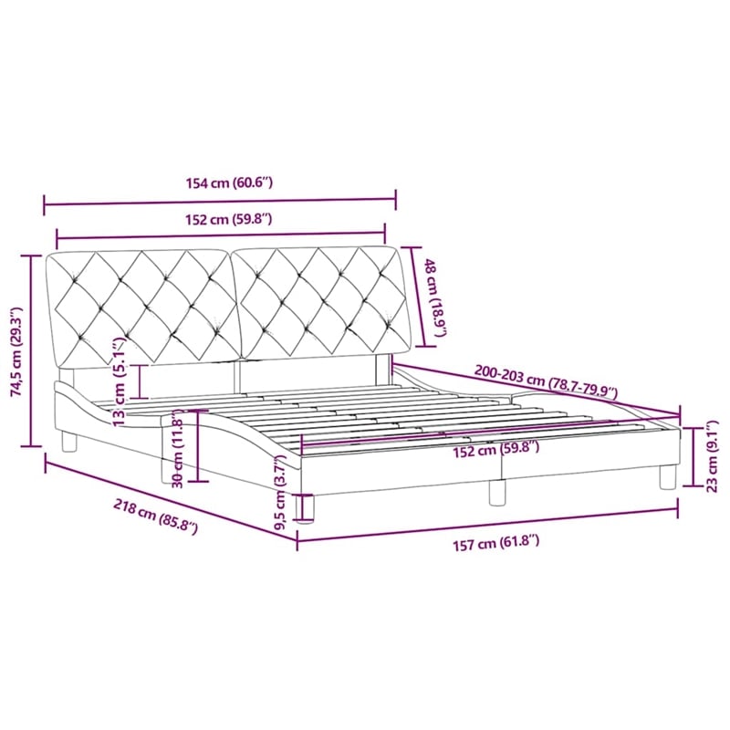Bowery Hill Contemporary Queen Velvet Bed Frame in Light Grey