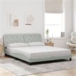 Bowery Hill Contemporary Queen Velvet Bed Frame in Light Grey