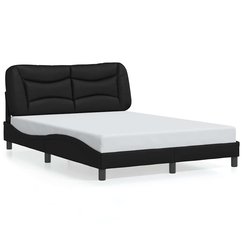 Bowery Hill Contemporary Faux Leather Full Bed Frame in Black