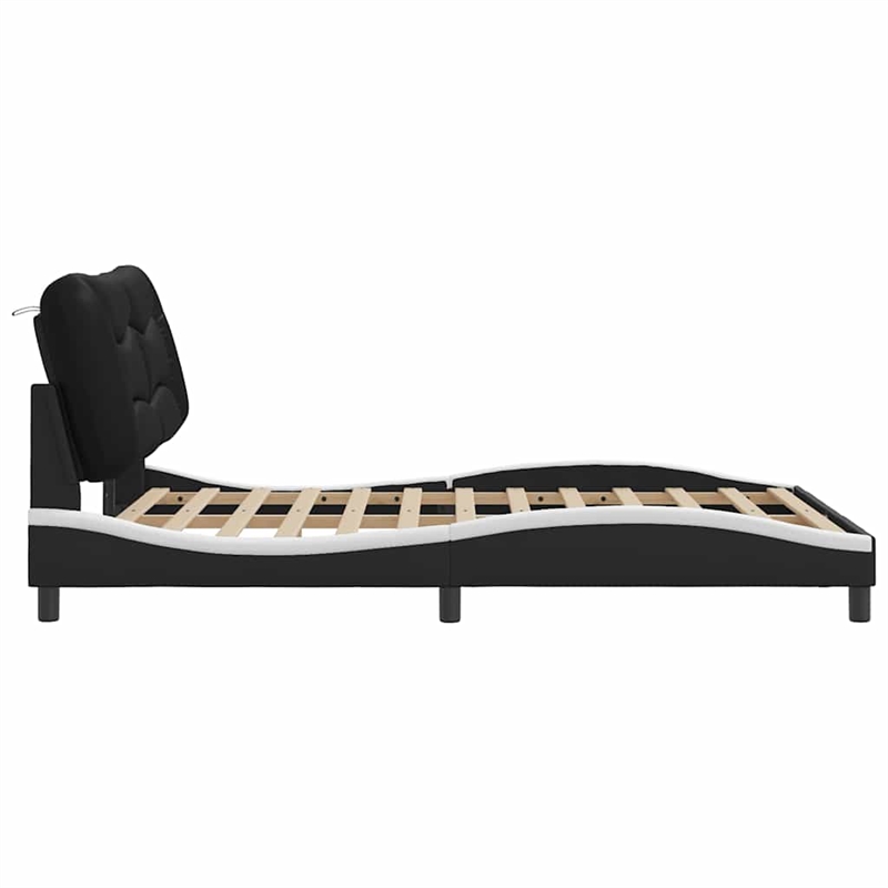 Bowery Hill Engineered Wood Faux Leather Full Bed Frame in Black