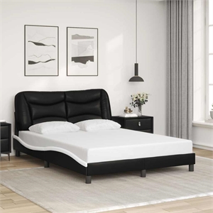 Bowery Hill Engineered Wood Faux Leather Full Bed Frame in Black
