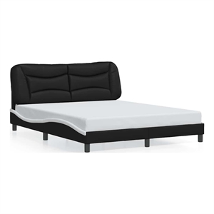 Bowery Hill Contemporary Rectangular Queen Bed Frame in Black and White