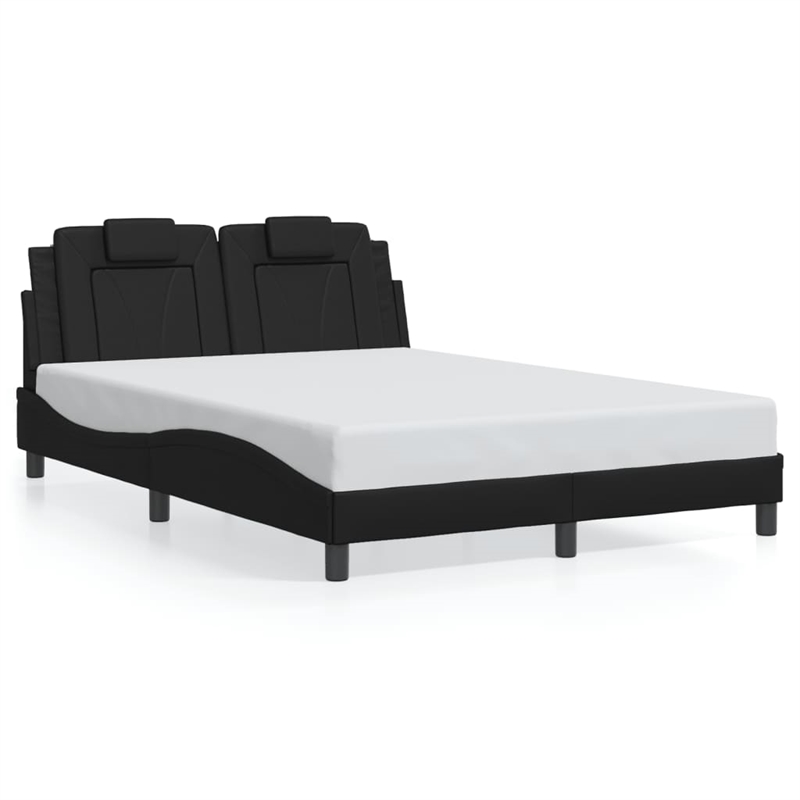 Bowery Hill Contemporary Faux Leather Full Bed Frame in Black