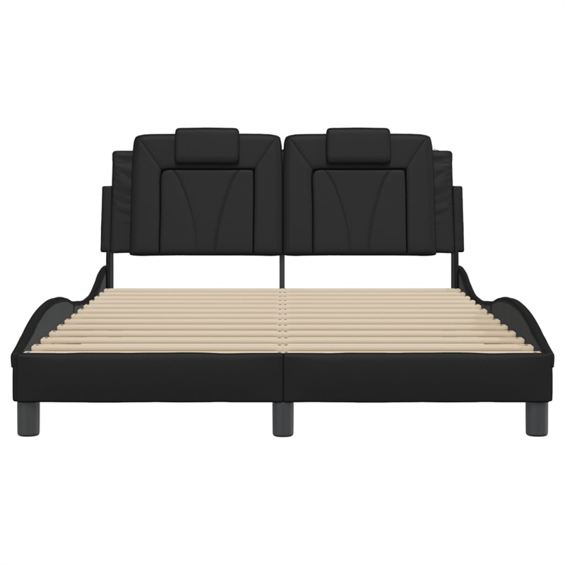 Bowery Hill Contemporary Faux Leather Full Bed Frame in Black