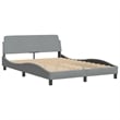 Bowery Hill Solid Pine Wood Bed Frame with LED in Light Gray