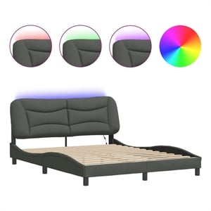 Bowery Hill Contemporary Engineered Wood Queen Bed Frame in Dark Gray