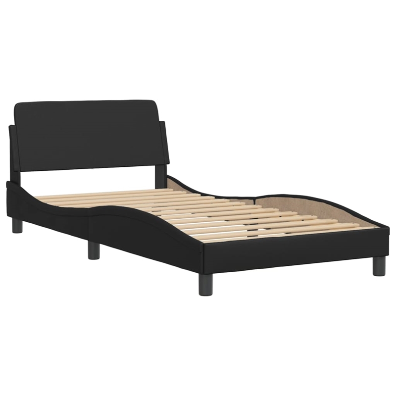 Bowery Hill Contemporary Rectangular Twin Bed Frame with LED in Black