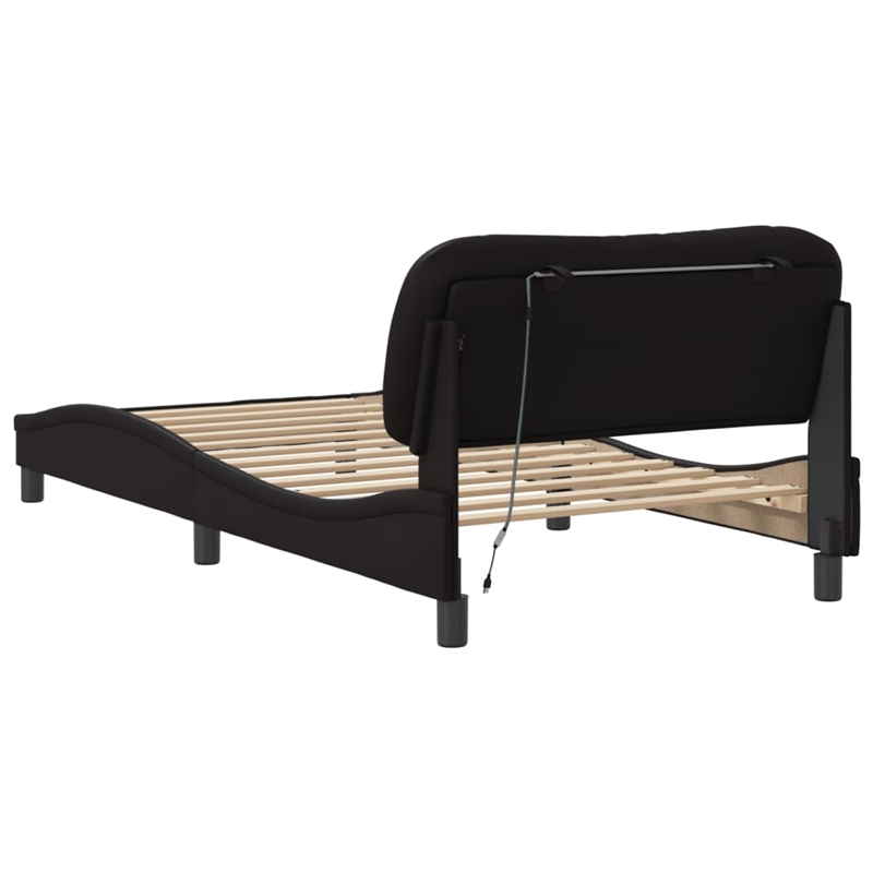 Bowery Hill Contemporary Rectangular Twin Bed Frame with LED in Black
