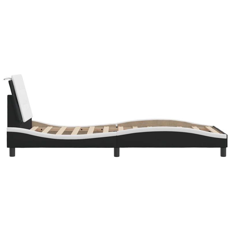 Bowery Hill Contemporary Faux Leather Bed Frame in Black and White