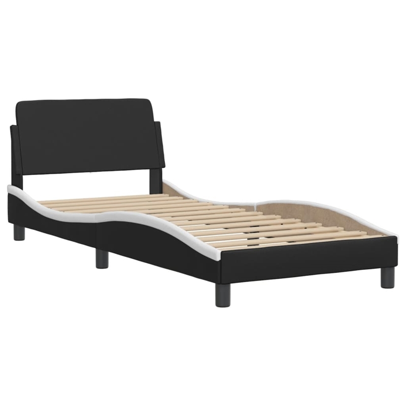Bowery Hill Contemporary Faux Leather Bed Frame in Black and White
