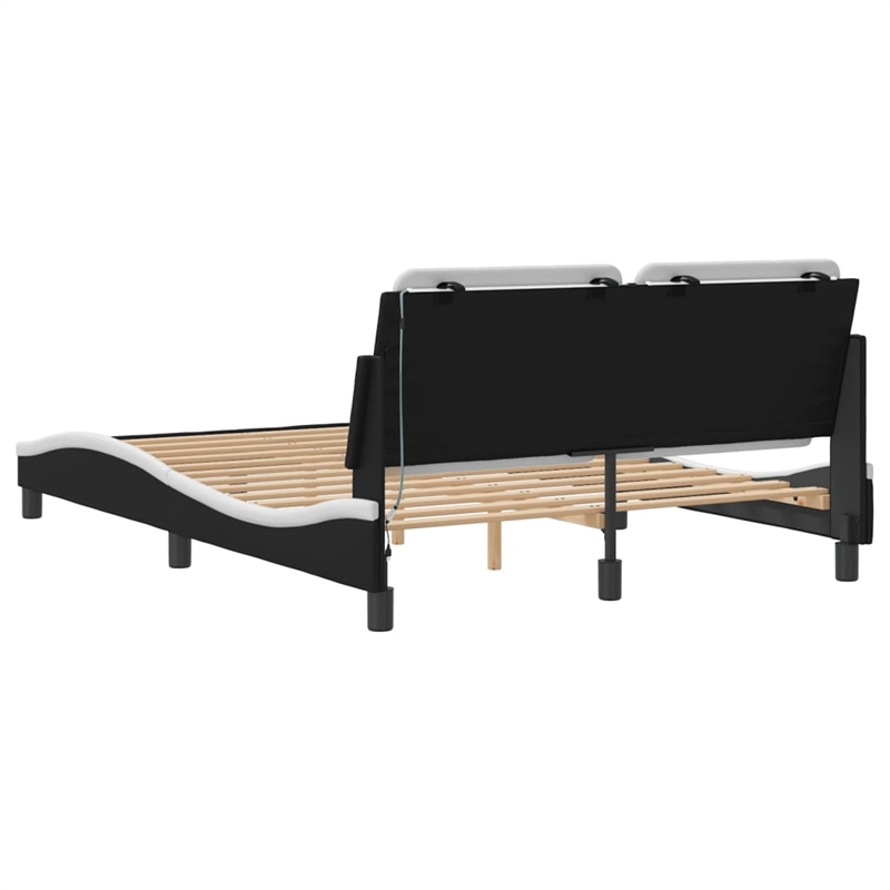 Bowery Hill Full XL/Double Faux Leather Plywood Bed Frame in Black