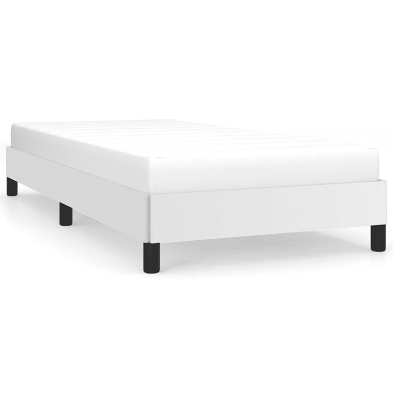Bowery Hill Contemporary Modren Twin XL Faux Leather Bed Frame in White