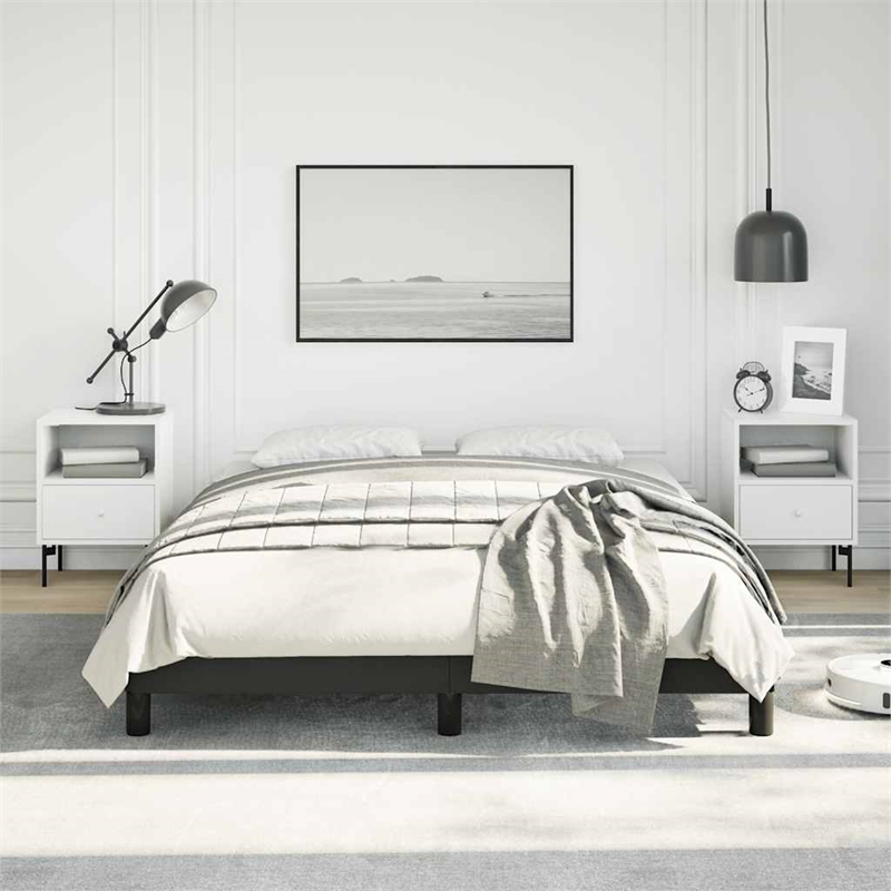 Bowery Hill Contemporary Faux leather Full Bed Frame in Black
