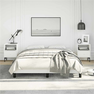 Bowery Hill Engineered Wood Faux Leather Full Bed Frame in White