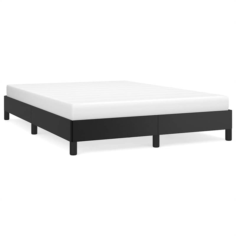 Bowery Hill Engineered Wood Faux Leather Queen Bed Frame in Black
