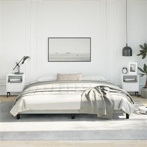 Bowery Hill Contemporary Engineered Wood King Bed Frame in Light Grey