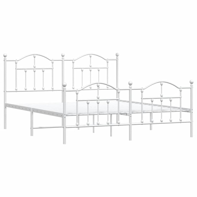 Bowery Hill Powder-Coated Steel Cal King/Double Bed Frame in White