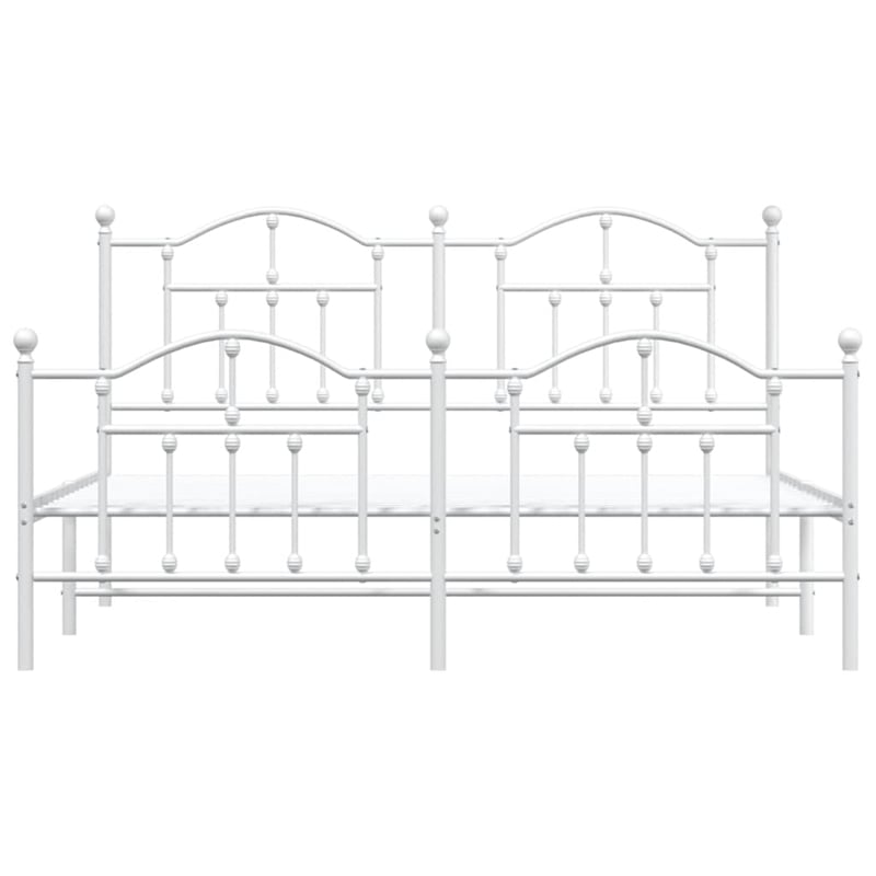 Bowery Hill Powder-Coated Steel Cal King/Double Bed Frame in White
