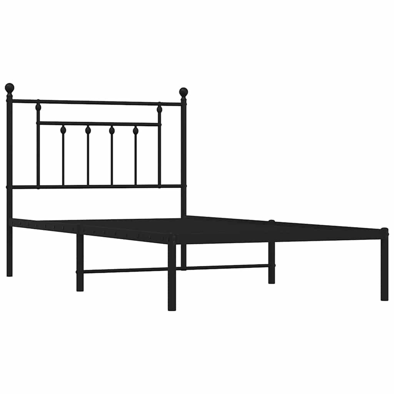 Bowery Hill Contemporary Powder-Coated Steel Twin Bed Frame in Black