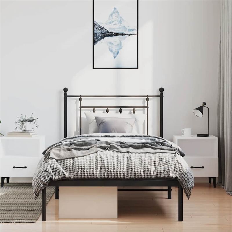 Bowery Hill Contemporary Powder-Coated Steel Twin Bed Frame in Black