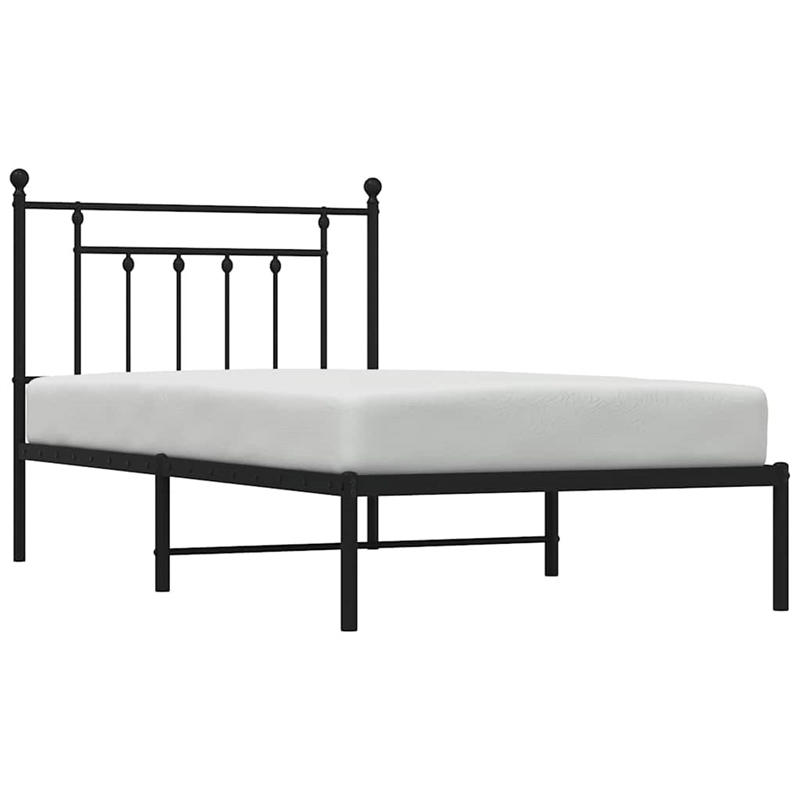 Bowery Hill Contemporary Powder-Coated Steel Twin Bed Frame in Black