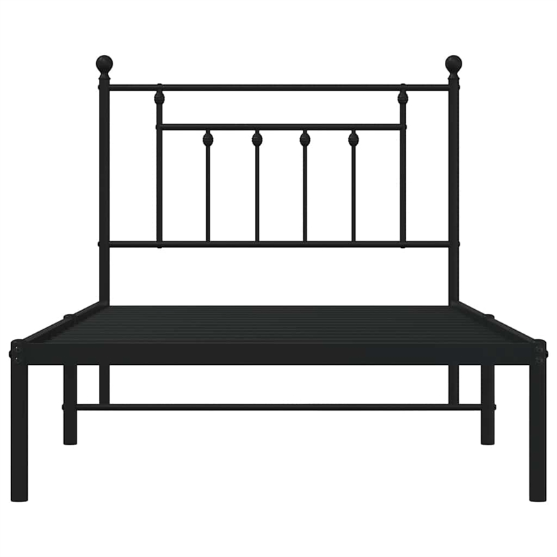 Bowery Hill Contemporary Powder-Coated Steel Twin Bed Frame in Black