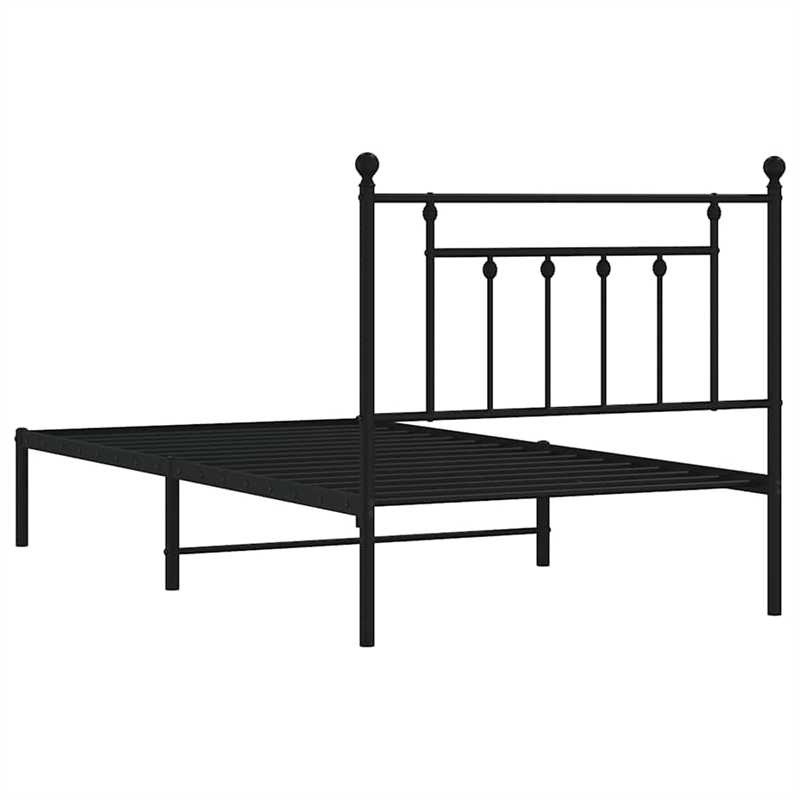 Bowery Hill Contemporary Powder-Coated Steel Twin Bed Frame in Black