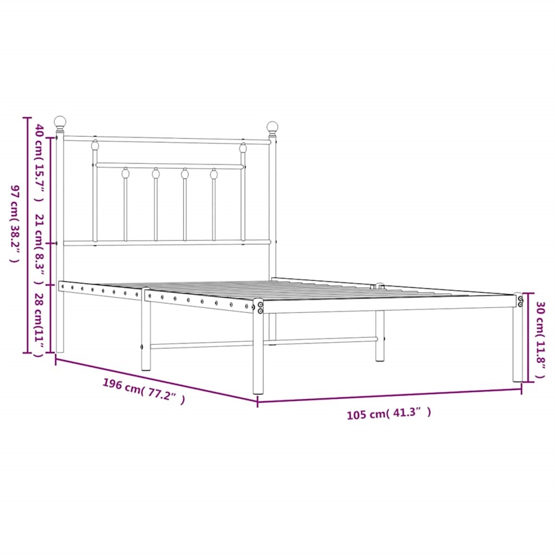 Bowery Hill Contemporary Powder-Coated Steel Twin Bed Frame in Black