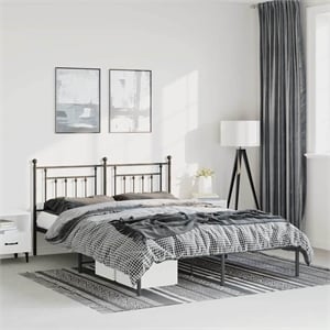 Bowery Hill Rectangular Powder-Coated Steel King Bed Frame in Black
