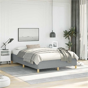 Bowery Hill Engineered Wood Faux Leather Full Bed Frame in Light Gray