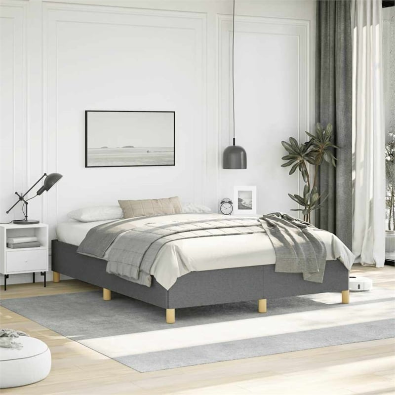 Bowery Hill Contemporary Engineered Wood Bed Queen Frame in Dark Gray