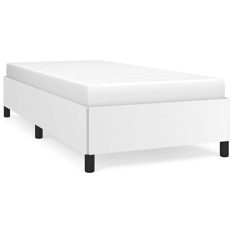 Bowery Hill Contemporary Twin XL Faux Leather Bed Frame in White