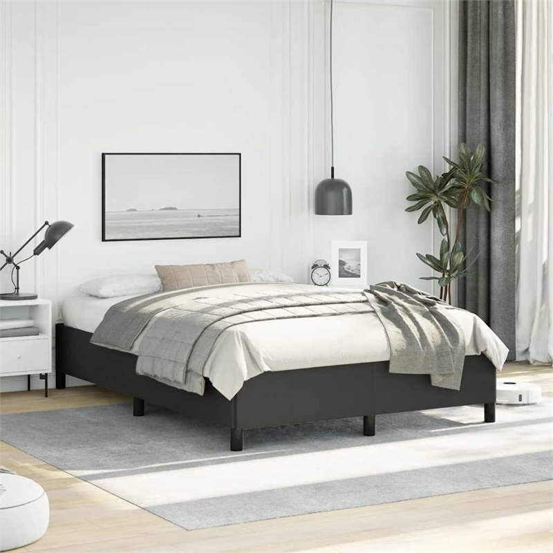 Bowery Hill Contemporary Faux leather Full Bed Frame in Black