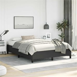 Bowery Hill Engineered Wood Faux Leather Queen Bed Frame in Black